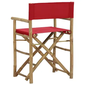 Berkfield Folding Director's Chairs 2 pcs Red Bamboo and Fabric