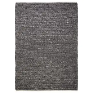 Handmade Modern Plain Wool Easy to Clean Textured Charcoal Rug for Living Room & Bedroom-200cm X 290cm