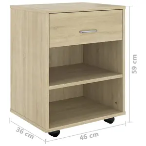 Berkfield Rolling Cabinet Sonoma Oak 46x36x59 cm Engineered Wood