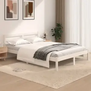 vidaXL Bed Frame Solid Wood Pine 120x190 cm Small Double White