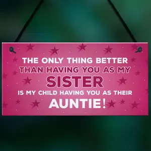 Novelty Gift For Auntie Sister Birthday Christmas Gifts Hanging Plaque Sister Gift Thank You