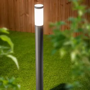 CGC Outdoor Post Pathway Light 1m Anthracite Dark Grey Opal Diffuser Garden