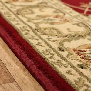 Persian Bordered Easy to Clean Red Floral Traditional Rug for Dining Room-80cm X 140cm