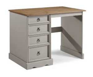 Mercers Furniture Corona Grey Wax Dressing Table 4 Drawer Computer Desk Solid Pine with Mexican Styling