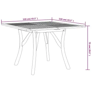 Berkfield Garden Table 110x110x75 cm Solid Wood Acacia