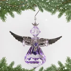 Acrylic Diamond Angel Hanging Figurine Ornament Purple/Silver