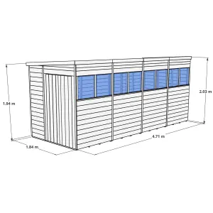 BillyOh Switch Tongue and Groove Pent Wooden Shed - 16x6 Windowed - 11mm Thickness