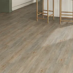 GoodHome Mambo Brown & Blue Distressed Wood effect Synchronic Click vinyl Plank Sample