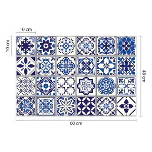 Walplus Spanish and Moroccan Blue Tile Stickers PVC