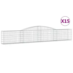 Berkfield Arched Gabion Baskets 15 pcs 400x30x60/80 cm Galvanised Iron