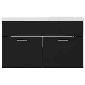 Saona 800mm Single Bathroom Vanity with Integrated Ceramic Basin Black