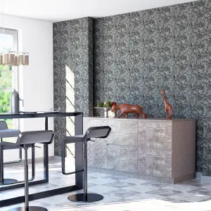 Arthouse Liquid Marble Charcoal Wallpaper