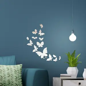 Walplus Butterflies 3D Crystal Mirror Sticker