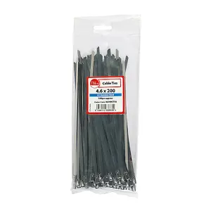 Timco - Cable Ties - Stainless Steel (Size 4.6 x 200 - 100 Pieces)