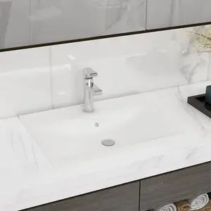 Berkfield Luxury Basin with Faucet Hole Matt White 60x46 cm Ceramic