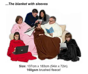 Snug Rug Cosy Sleeved Fleece Blanket With Sleeves and a Handy Pouch Pocket - PINK QUARTZ