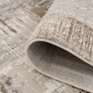 Neutral Metallic Super Soft Abstract Fringed Area Rug 160x230cm