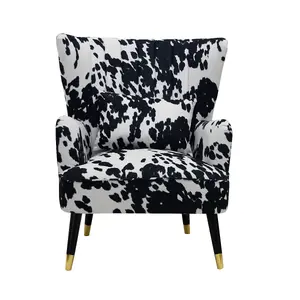 Fabric Cow Print Victoria Accent Wingback Chair