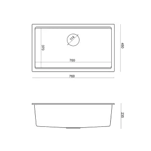 Quadron Logan 110 Workstation Sink Undermount, Grey GraniteQ material