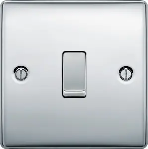 BG 16A 2 way 1 gang Light switch Gloss Chrome effect