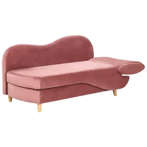 Right Hand Velvet Chaise Lounge with Storage Pink MERI II