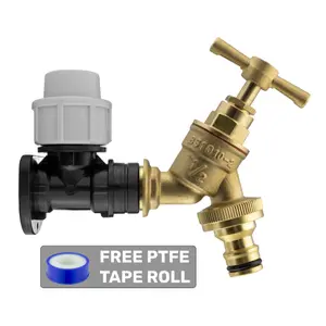 outside tap kit,20mm mdpe wallplate/elbow backplate+ bib tap+ptfe tape,brass garden tap for hose