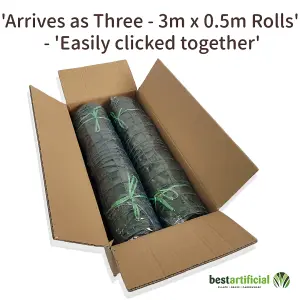 Best Artificial 3m x 1.5m ( One 3m x 1m roll & 0ne 3m x 0.5m rolls) English Ivy Leaf Screening  Hedging Roll - UV Protected