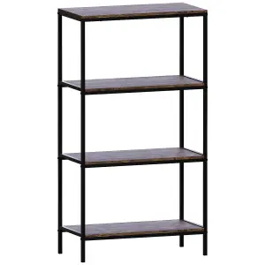 Vida Designs Brooklyn Dark Wood 4 Tier Bookcase Industrial Freestanding Shelving Unit (H)1110mm (W)600mm (D)300mm