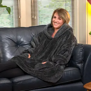 Snug Rug Hoodie Slate Grey Wearable Blanket Oversized Hooded Blankets for Adults Hooded