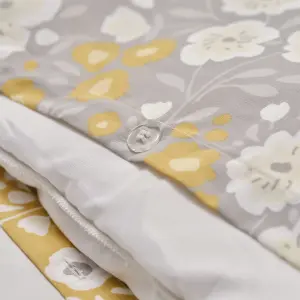 Akaisha Floral Grey & ochre Double Duvet cover & pillow case set