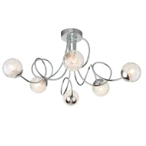 Fabia Chrome effect Modern 6 light Semi Flush Ceiling Light