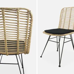 sweeek. Pair of high-backed rattan dining chairs Cahya Black 57x44x84 cm