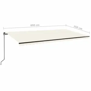 Berkfield Manual Retractable Awning with LED 600x350 cm Cream