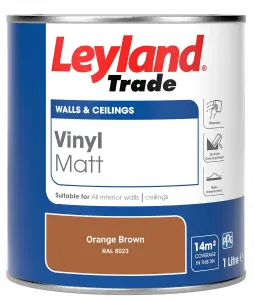 Leyland Trade Vinyl Matt Walls & Ceilings Emulsion Paint Orange Brown (RAL 8023) 1L