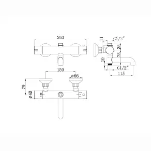 ENKI Dune Black Contemporary 3-Outlet Brass Thermostatic Shower Bar Mixer Valve T117