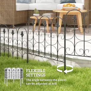 Outsunny 5PCs Decorative Garden Fencing Metal Border Edging