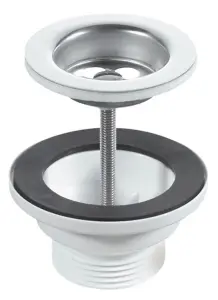 McAlpine BSW1PC 60mm Stainless Steel Flange Centre Pin Basin Waste with Black PVC Plug, CP chain and stay 1.25"