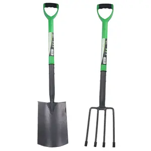 Garden Gardening Border Fork and Digging Spade Carbon Steel Blades 2pc Set