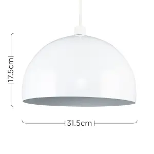 ValueLights Modern Gloss White Metal Dome Ceiling Pendant Light Shade