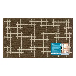 JVL Vector Machine Washable Latex Backed Doormat, 40x70cm, Brown