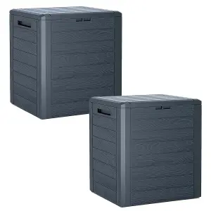 2 x 140L Medium Outdoor Multipurpose Garden Furniture Storage Boxes With Lids