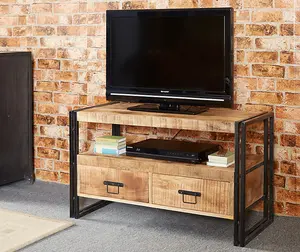 Cosmo Industrial TV Stand - Solid Mango Wood - L45 x W102 x H60 cm