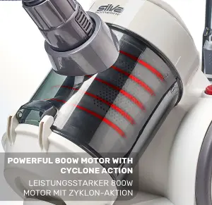 Silva Homeline Cyclone Cylinder Vacuum Cleaner BS-C 9002 - HEPA Filter - 2L Bagless Dust Collector - 800W - Metal Telescopic Tube