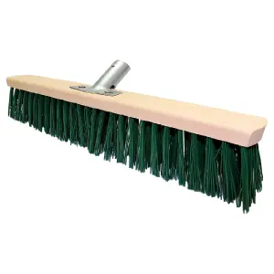 Heavy Duty Garden Broom Head, Outdoor 20" Synthetic Hard Bristle Sweeping Brush for Cleaning Gardens, Yards, Patios (Green)