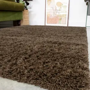 Super Soft Brown Shaggy Area Rug 200x290cm