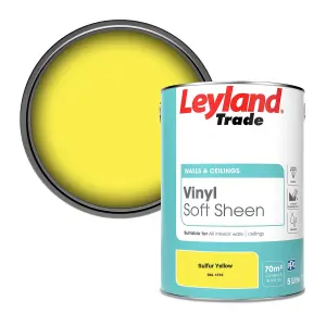 Leyland Trade Vinyl Soft Sheen Walls & Ceilings Emulsion Paint Sulfur Yellow (RAL 1016) - 5L