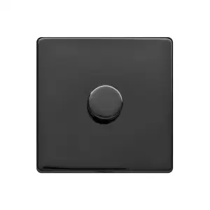 Black Nickel Screwless Plate 100W 1 Gang 2 Way Intelligent Trailing LED Dimmer Switch - SE Home