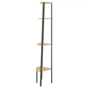 Berkfield 4-Tier Corner Shelf Light Brown and Black 45.5x31.5x150 cm