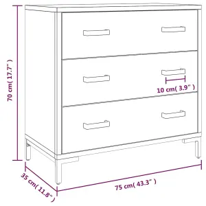 vidaXL Chest of Drawers 75x35x70 cm Solid Pinewood