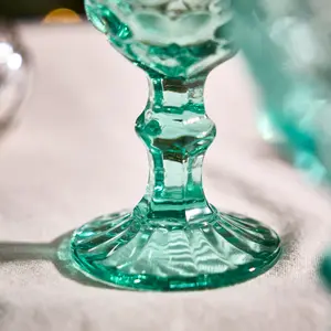 Set of 4 Vintage Luxury Turquoise Drinking Wine Glass Wine Goblets 350ml